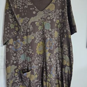 Floral Patterned Brown Shirt